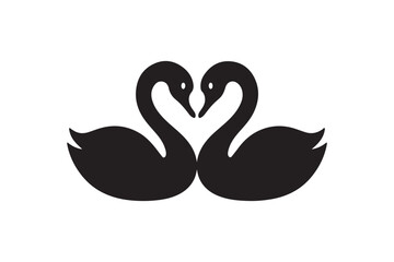 Fototapeta premium Swan Love silhouette vector with white background