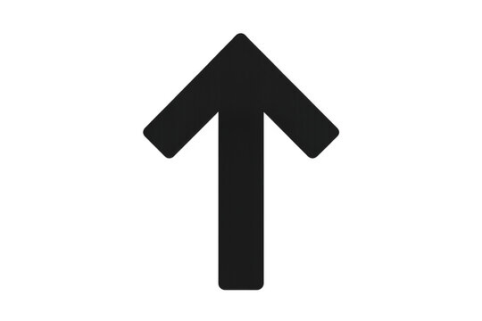 Black arrow directing upward, positioned against transparent backdrop, signaling vertical progression or navigation guidance