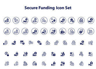 Secure funding Icon Set. Cash register icons vectors illustrations. service mark, business idea, patent symbols and more. Business concept icon collection. Vector illustration.svg