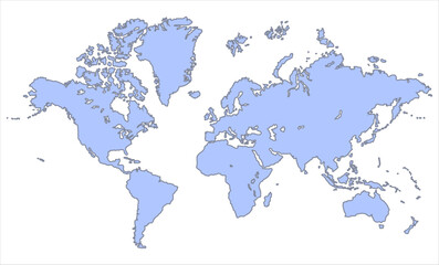 World map accurate scale-08, world map vector image, modern world map, Illustration, eps 10, worldwide, all continents, all countries, worldwide project