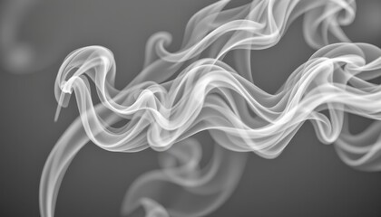 Ethereal White Smoke Swirling on a Gray Background, Creating Atmospheric Effects for Creativity and Design Projects