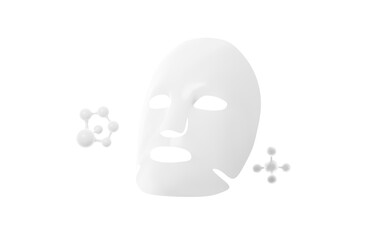 Facial skin care mask, hydrating mask, whitening mask, Advertising skincare concept, 3d rendering.