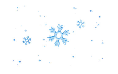 Transparent falling snowflakes as the background, 3d rendering.