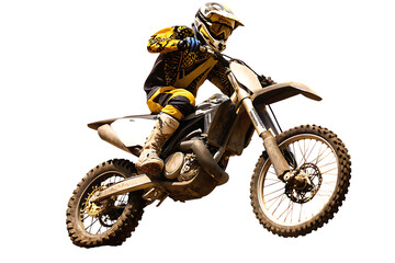 Motocross rider in action isolated on a white background png