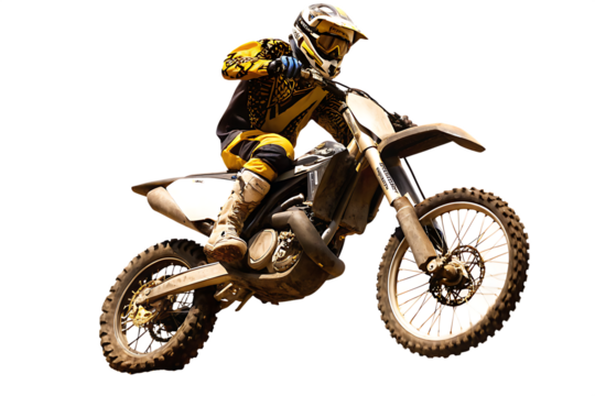 Motocross rider in action isolated on a white background png