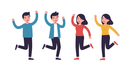 Joyful Celebration: Group of People Cheering Together Vector Illustration