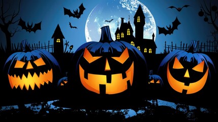 halloween backgrounds, spooky, dark, night, castle, pumpkin backgrounds concept