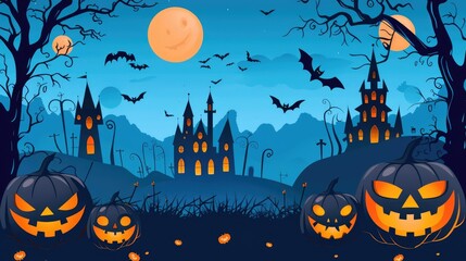 halloween backgrounds, spooky, dark, night, castle, pumpkin backgrounds concept