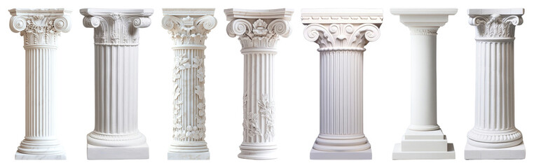 Obraz premium PNG Elegant classical architectural columns, element set on transparent background