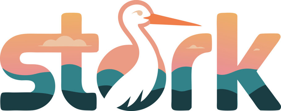 Stork Logo Design using stork word typography