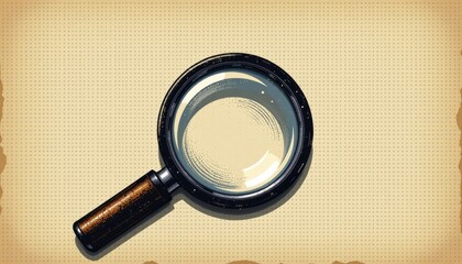 Vintage magnifying glass on textured background highlighting details and curiosities for exploration and discovery purposes