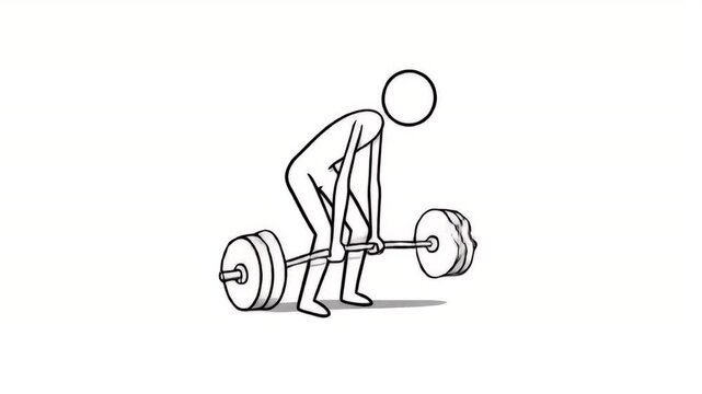 Stick Figure Lifting Heavy Barbell Illustration Weight Training