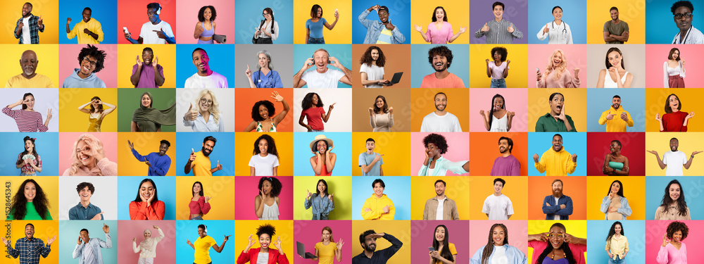 Poster a vibrant collage highlights a diverse group of individuals expressing joy and connection through va