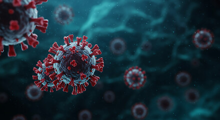 Microscopic View: Coronavirus Particles