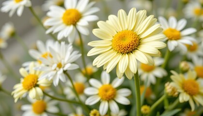 Bright and Cheerful Daisy Flowers Blooming in a Natural Garden Setting Under Soft Light
