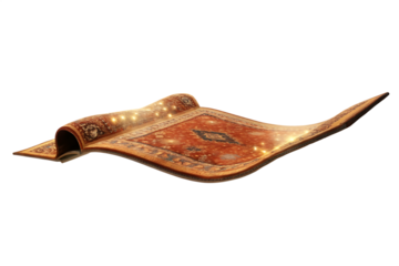 Magical flying carpet isolated on a white background png ai generated