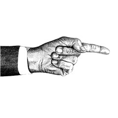 Illustration etching hand signpost right left with dotted stipple