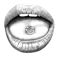 Etching lips no drug with stipple