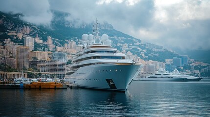 A superyacht docked in Monaco, owned by a powerful financial empire