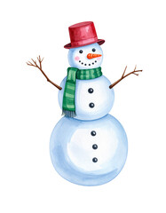 Illustration aquarelle de bonhomme de neige