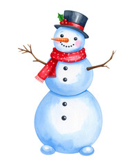 Illustration aquarelle de bonhomme de neige
