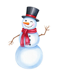 Illustration aquarelle de bonhomme de neige