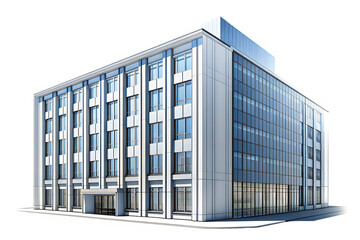 Modern office building exterior isolated on a white background png ai generated