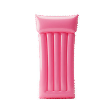 pink inflatable air mattress isolated on white background  