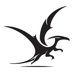 Dynamic Pterodactyl Dinosaur Silhouette Vector © AB Basir