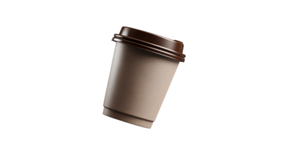 A coffee cup is upside down on a white background