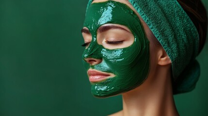 Graceful aging beauty elderly woman applying face mask with natural ingredients Stock Photo with side copy space
