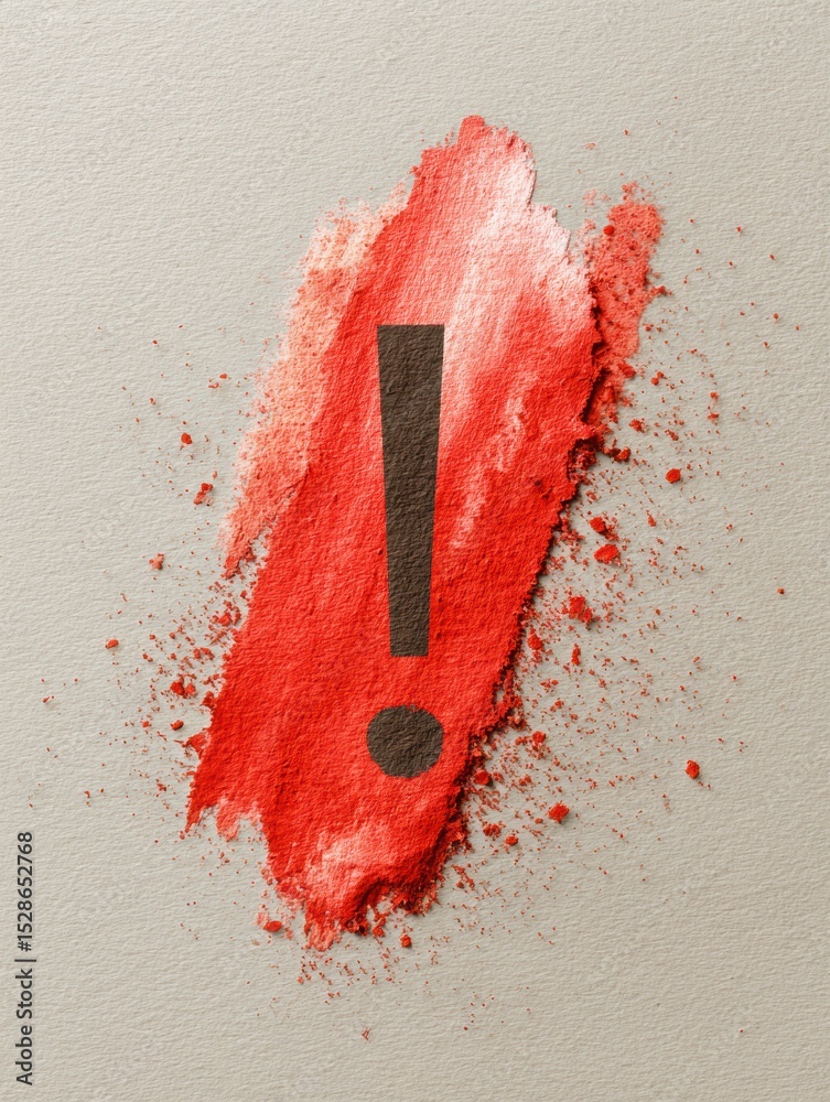 Aufkleber bold red exclamation mark stands out against a neutral background, emphasizing urgency and attention