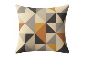 Geometric cushion with soft lines, showcasing warm neutral color palette and contemporary home decor styling