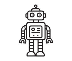Fototapeta premium Robot vector illustration. Simple black and white robot clipart.