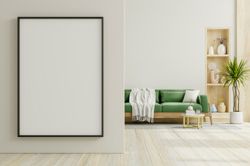 Frame mockup,Mockup frame in modern interior,Living room wall poster mockup- 3D rendering