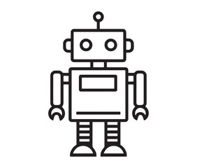Fototapeta premium Robot vector illustration. Simple black and white robot clipart.