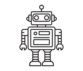 Fototapeta premium Robot vector illustration. Simple black and white robot clipart.