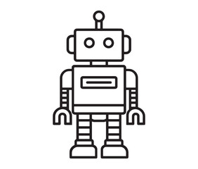 Naklejka premium Robot vector illustration. Simple black and white robot clipart.