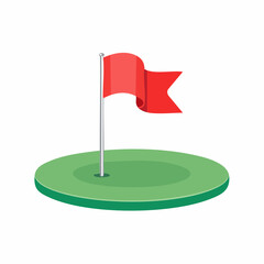Red Flag on Green Golf Course Isometric Illustration