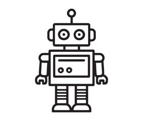 Fototapeta premium Robot vector illustration. Simple black and white robot clipart.