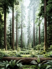 Obraz premium Misty Redwood Forest Serene Nature Photography