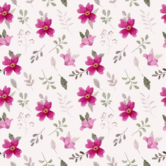 pink floral watercolor seamless pattern