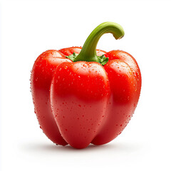Fresh red bell pepper with droplets of water, showcasing its vibrant color and healthy appeal for culinary uses.