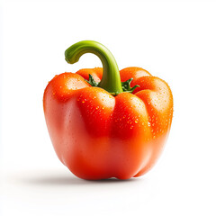 Fresh red bell pepper with water droplets, perfect for healthy meals and vibrant dishes, showcasing natural beauty.