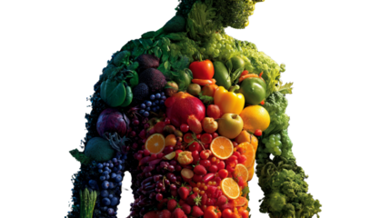 A man made of fruits and vegetables