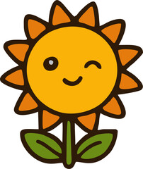 smiling sunflower illustration