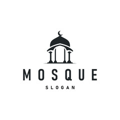 mosque logo simple design minimalist mosque with black silhouette concept of mosque symbol place of worship templet design