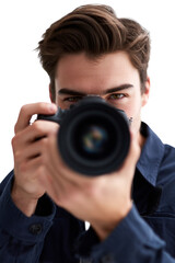 Fototapeta premium A man is taking a picture with a camera