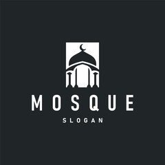 mosque logo simple design minimalist mosque with black silhouette concept of mosque symbol place of worship templet design
