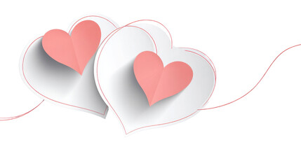 Two hearts are drawn on a white background